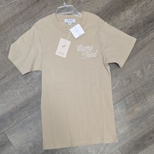 Beige Embroidered 'Mama Tried' Short Sleeve Tee